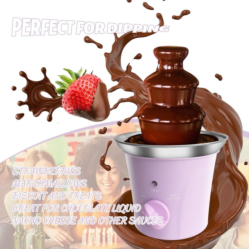 ZEVELOO آلة نافورة الشوكولاتة الصغيرة الكهربائية ل fondue الشوكولاتة للحفلات للحلويات والزبدة والجبن (أرجواني) - Image 5
